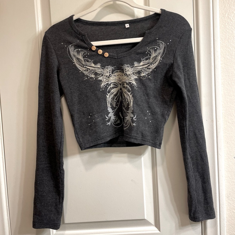 Y2k Long sleeve Dark Grey Shirt.